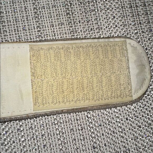 Vintage S Ivory Pink Green Yellow Blue Beaded Pastel Colored Wide Velcro Belt main image 5